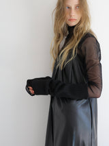 LONG SLEEVE SHEER TOPS( DOT / BLACK )