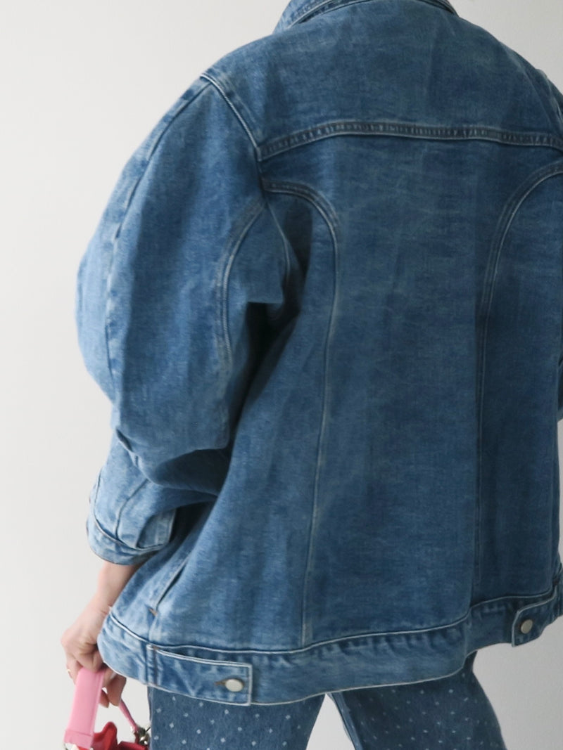 balloon sleeves denim jacket