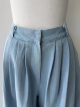 denim tuck wide pants