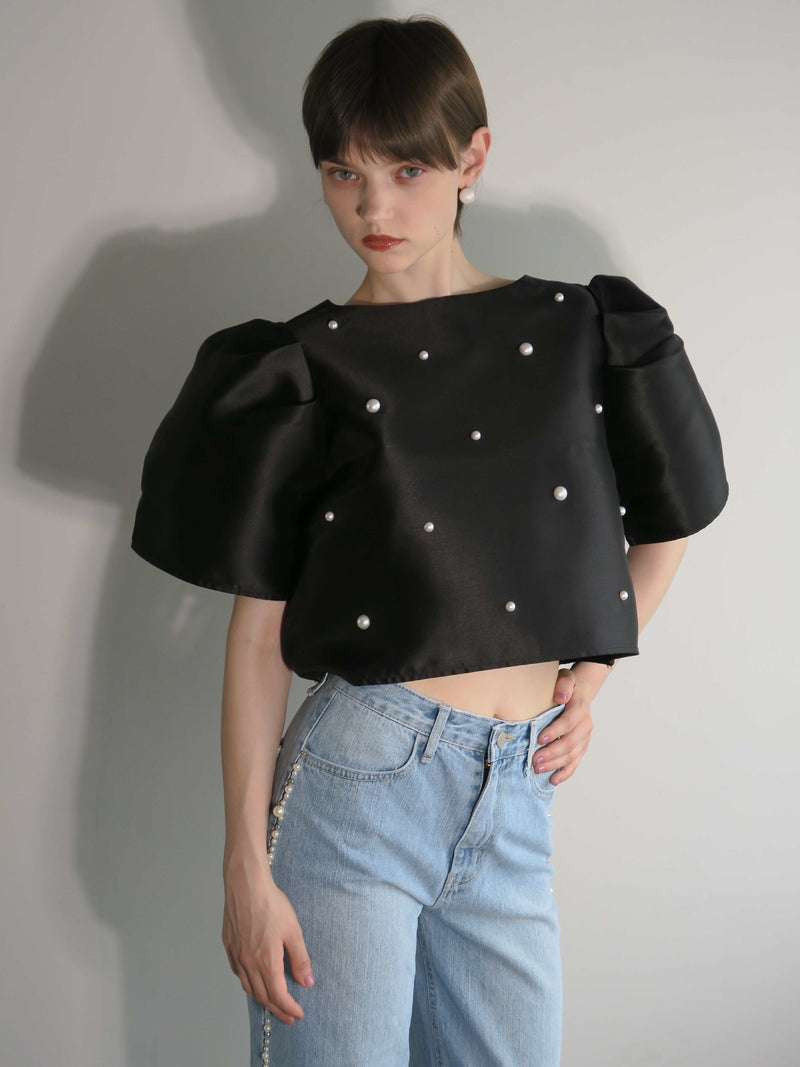 【阪急うめだ本店 POP UP】PEARL PUFF SLEEVE BLOUSE (BLACK)