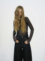 【阪急うめだ本店 POP UP】BACK OPEN LACE TOPS (BLACK)