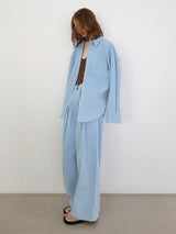 denim tuck wide pants