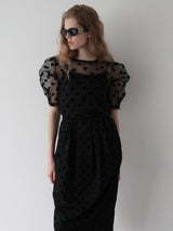 SHEER PUFF SHOULDER DOT BLOUSE