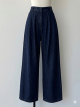 denim tuck wide pants