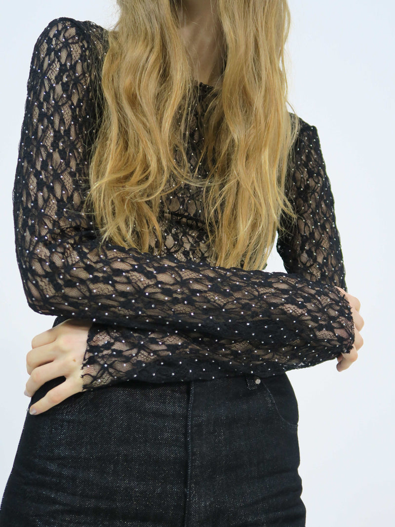 【阪急うめだ本店 POP UP】BACK OPEN LACE TOPS (BLACK)