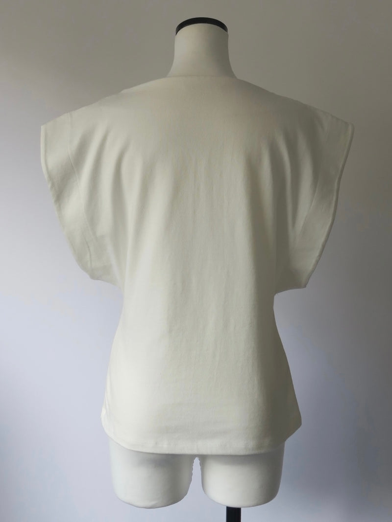 FRENCH SLEEVE SQUEAR TOPS (WHITE)