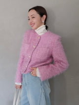 fluffy lame tweed jacket