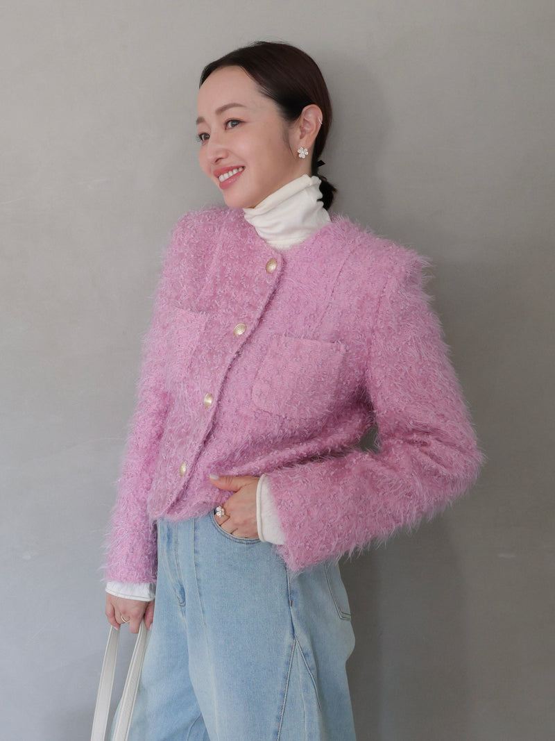 fluffy lame tweed jacket