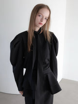 puff shoulder ribbon blouse