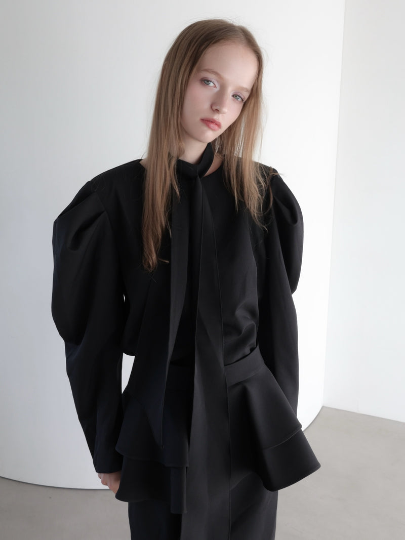 puff shoulder ribbon blouse