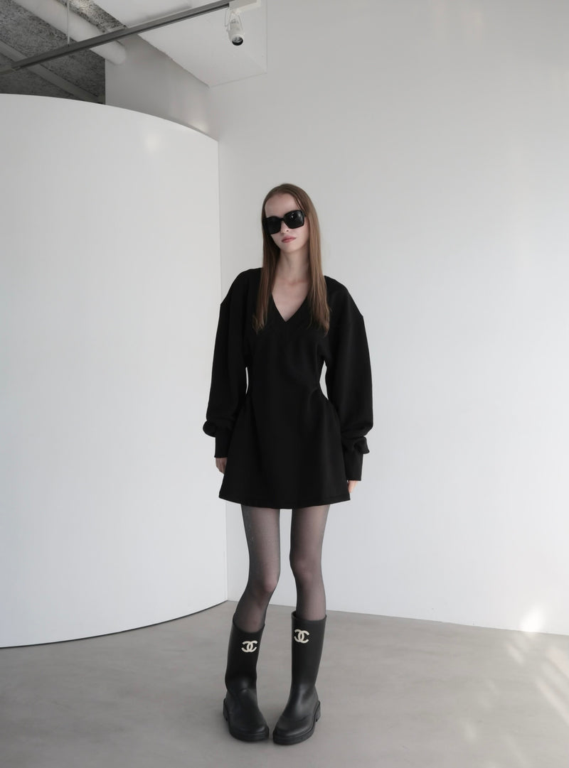 v neck sweat mini dress