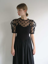 予約【4/30(火) 正午12時 再販売】SHEER PUFF SHOULDER DOT BLOUSE