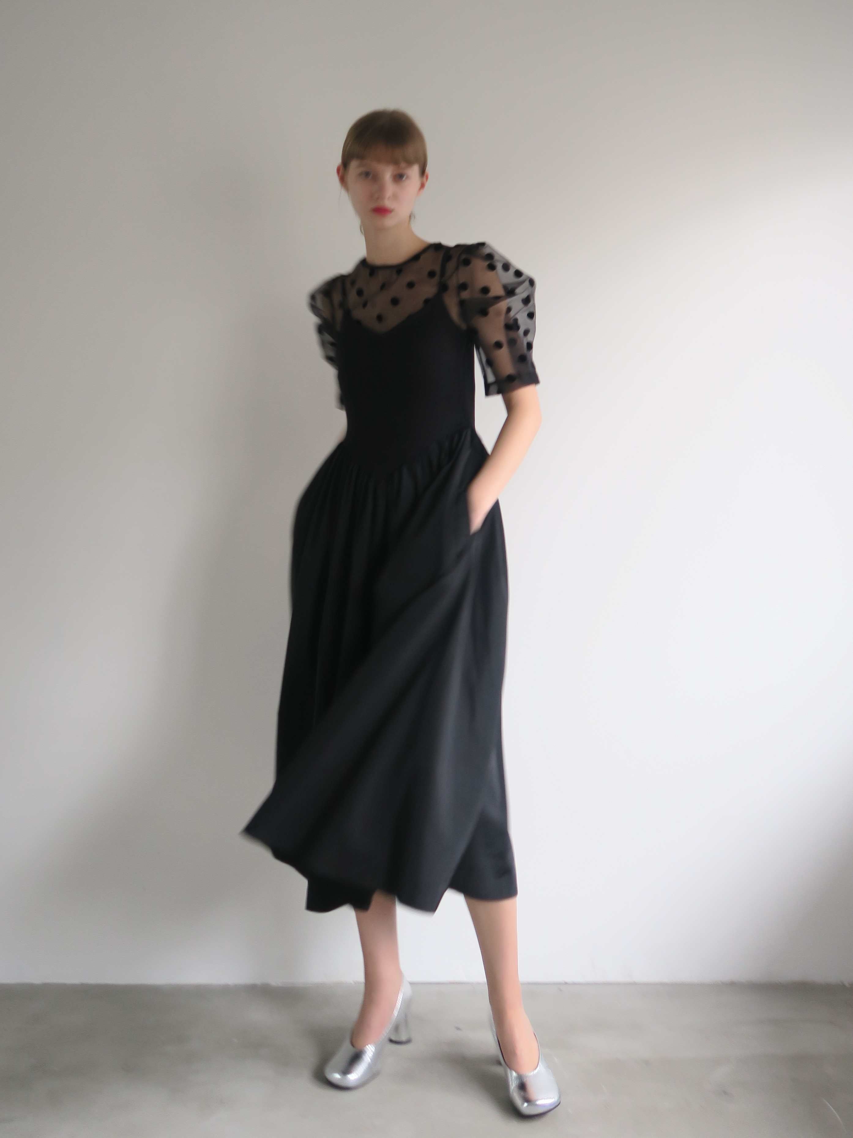 sheer puff shoulder dot blouse – AMOMMA
