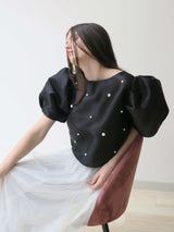 【阪急うめだ本店 POP UP】PEARL PUFF SLEEVE BLOUSE (BLACK)