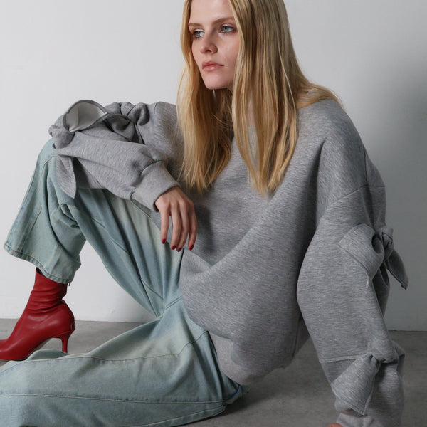 ribbon sleeve sweat – AMOMMA