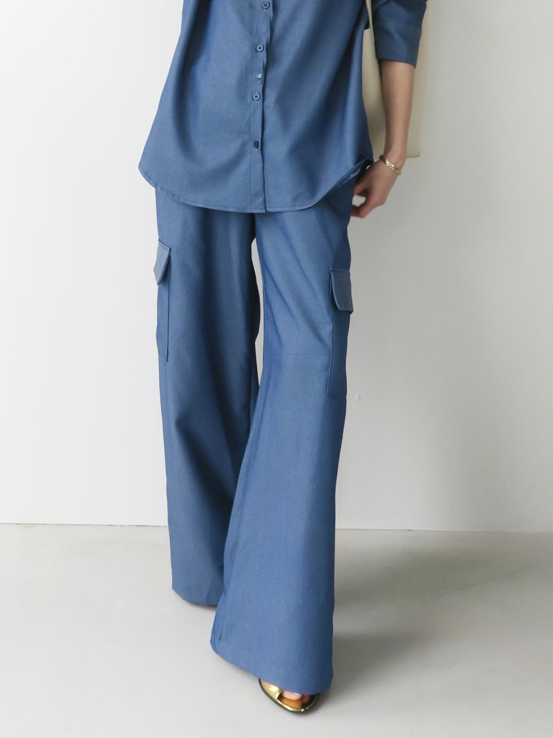 denim like wide cargo pants