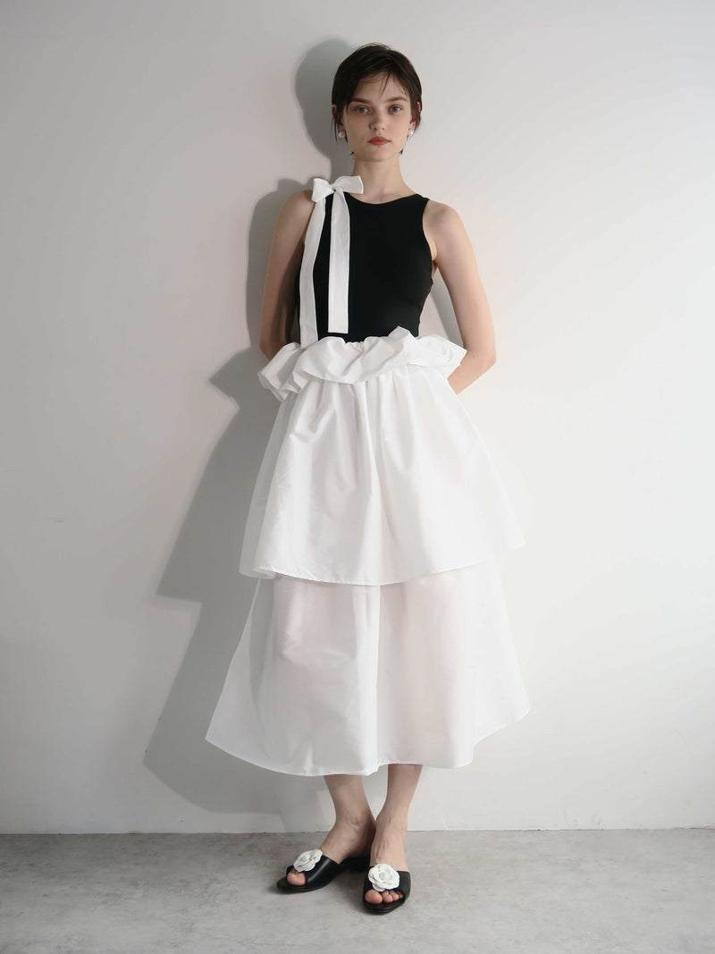 VOLUME UP FLARE SKIRT(WHITE)