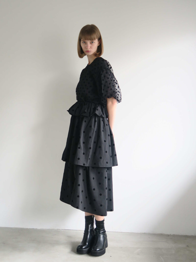 VOLUME UP FLARE SKIRT(DOT)