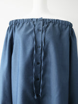 denim like drawstring off shoulder
