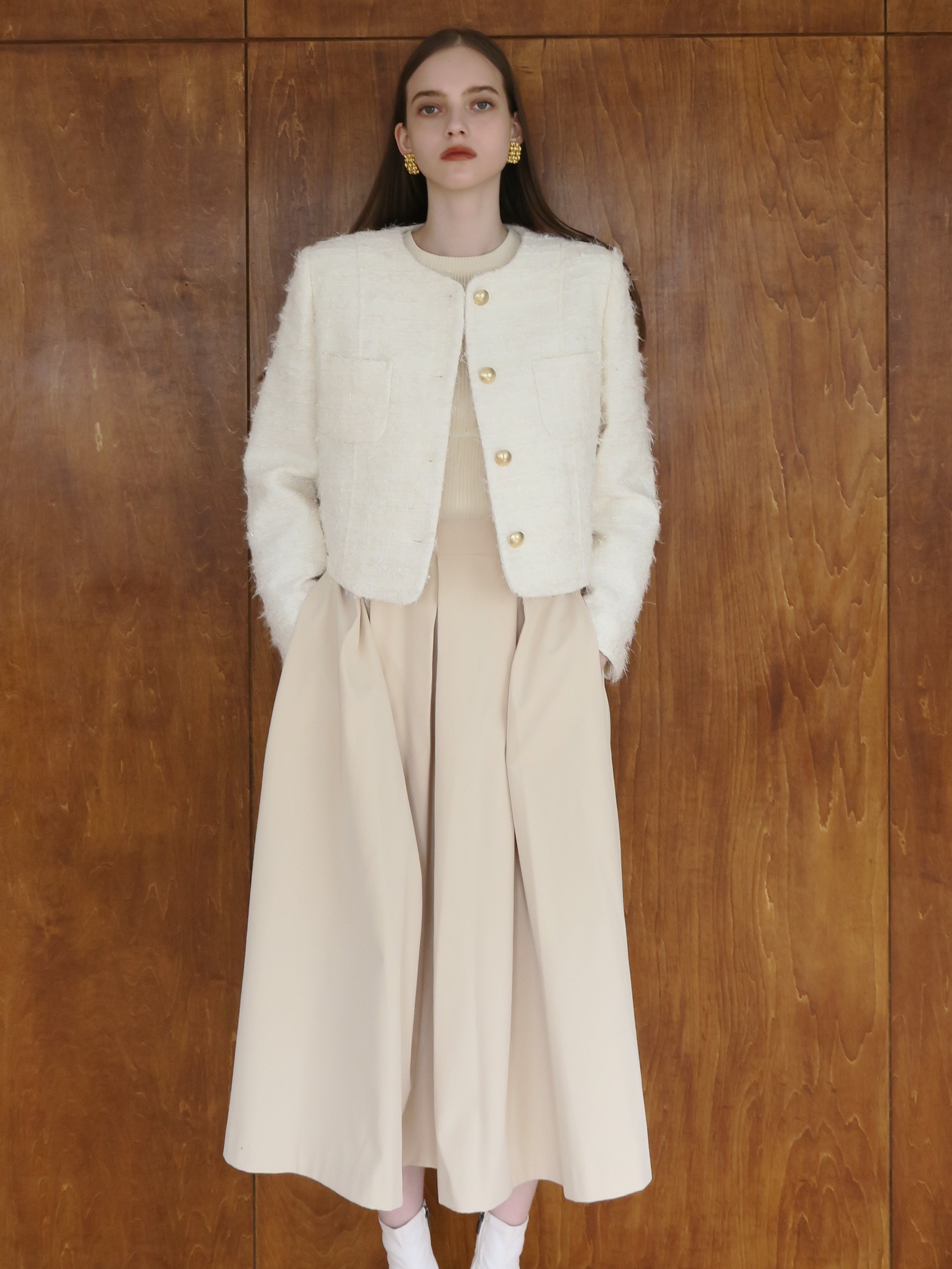 fluffy lame tweed jacket – AMOMMA