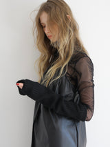 LONG SLEEVE SHEER TOPS( DOT / BLACK )