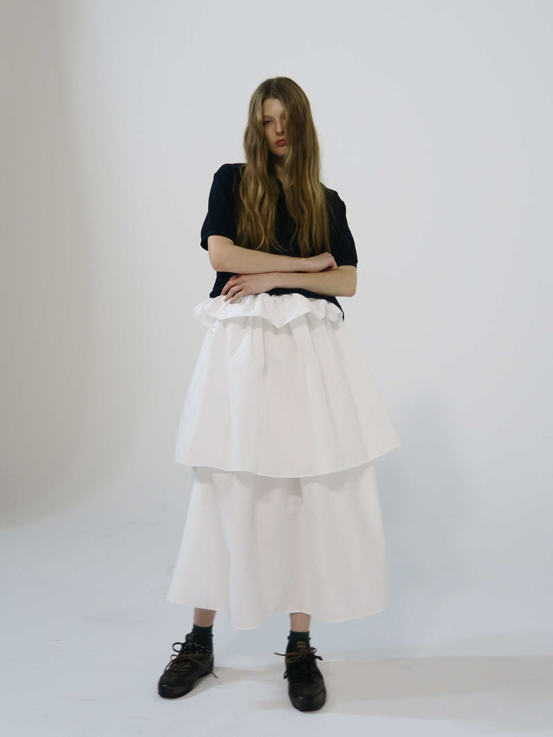 VOLUME UP FLARE SKIRT(WHITE)