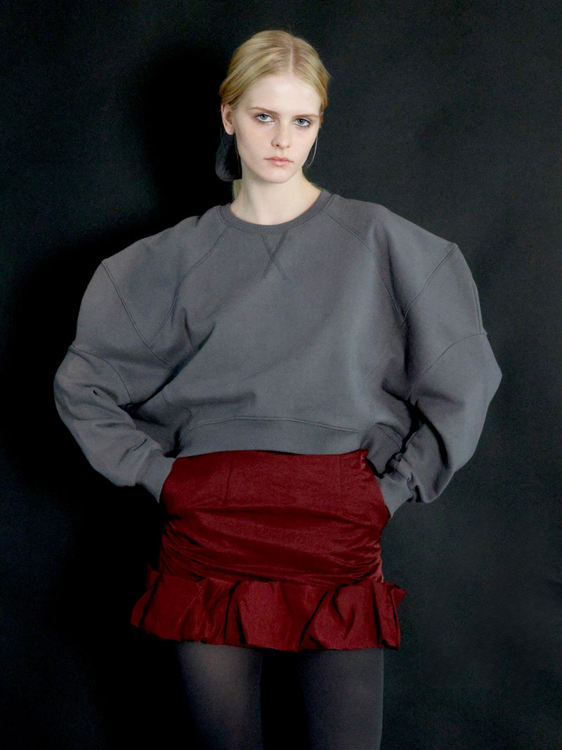 puff sleeve sweat - 起毛なし -