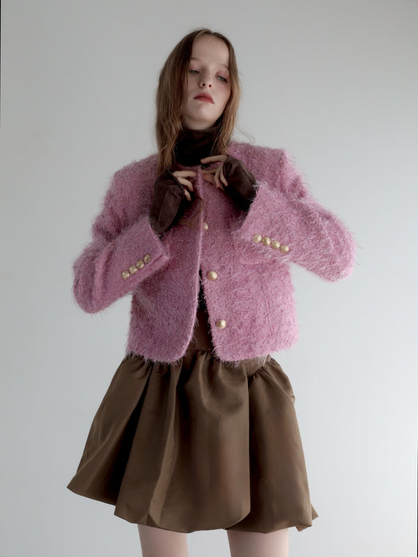 fluffy lame tweed jacket