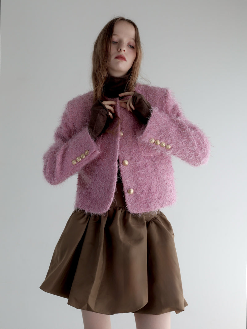 fluffy lame tweed jacket
