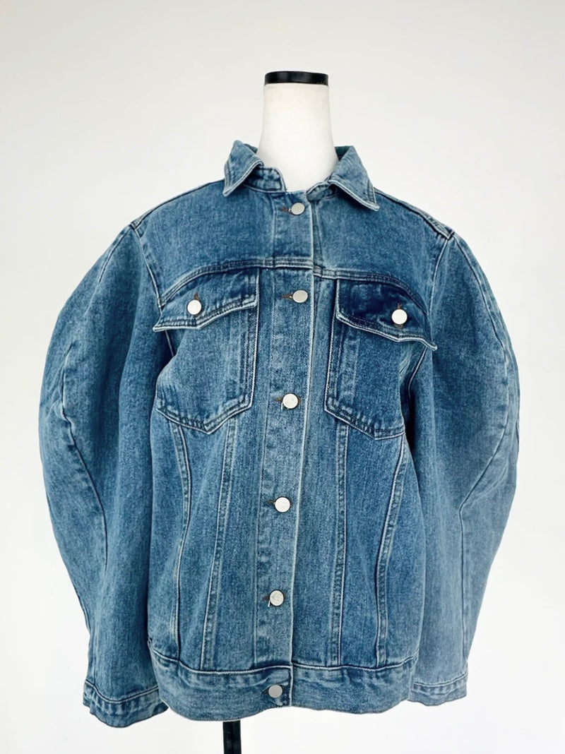 balloon sleeves denim jacket