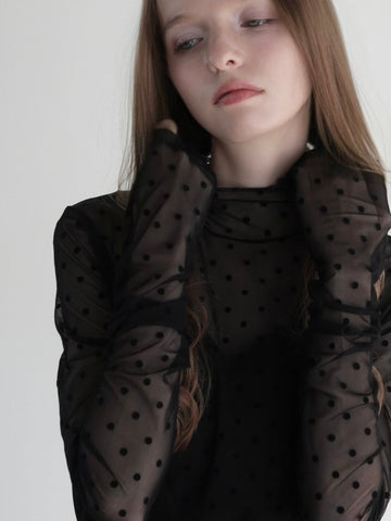 LONG SLEEVE SHEER TOPS( DOT / BLACK ) – AMOMMA