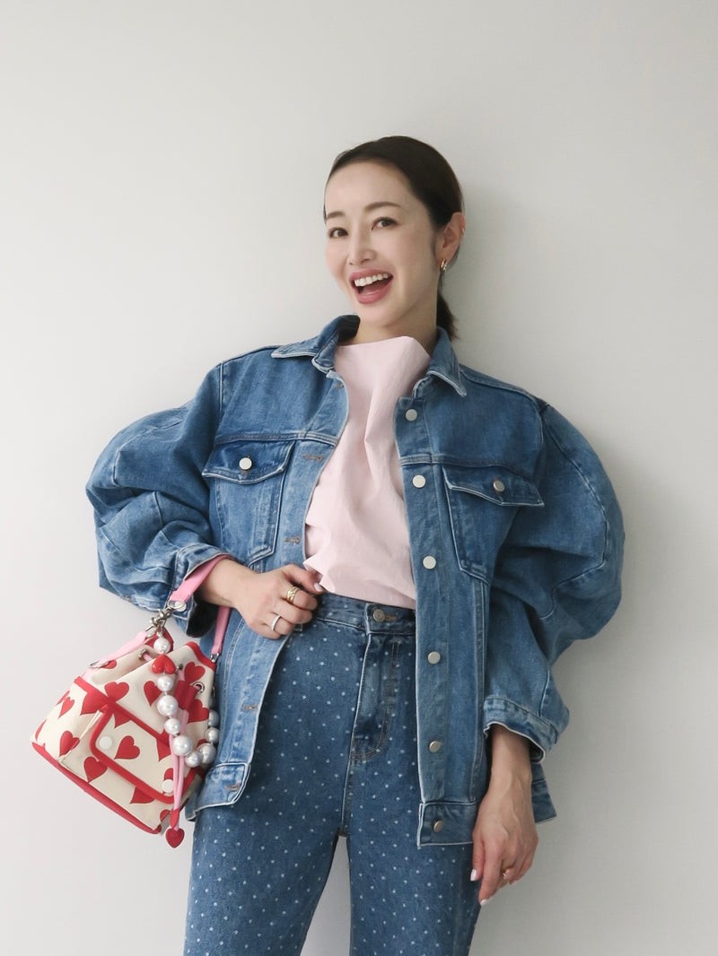 balloon sleeves denim jacket