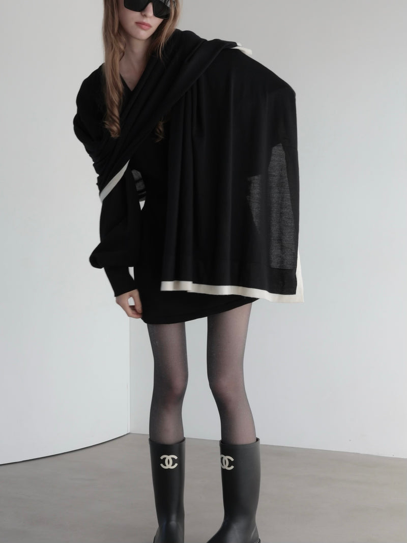 v neck sweat mini dress