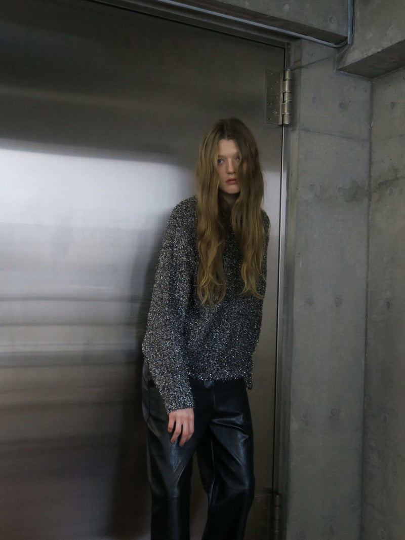 【阪急うめだ本店 POP UP】GLITTER ROUND NECK KNIT (GREY)