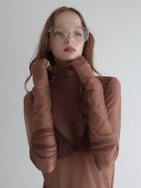 [ SAMPLE SALE ] LONG SLEEVE SHEER TOPS( BROWN )