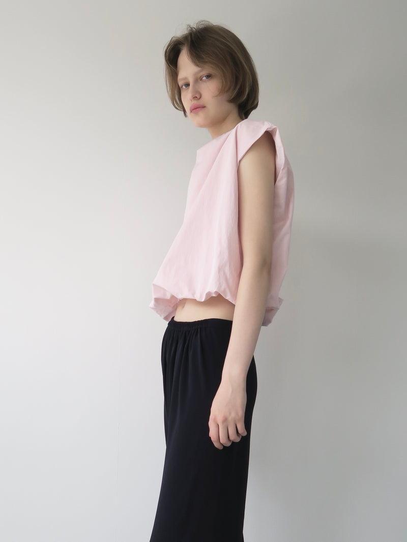 cropped balloon sleeveless tops