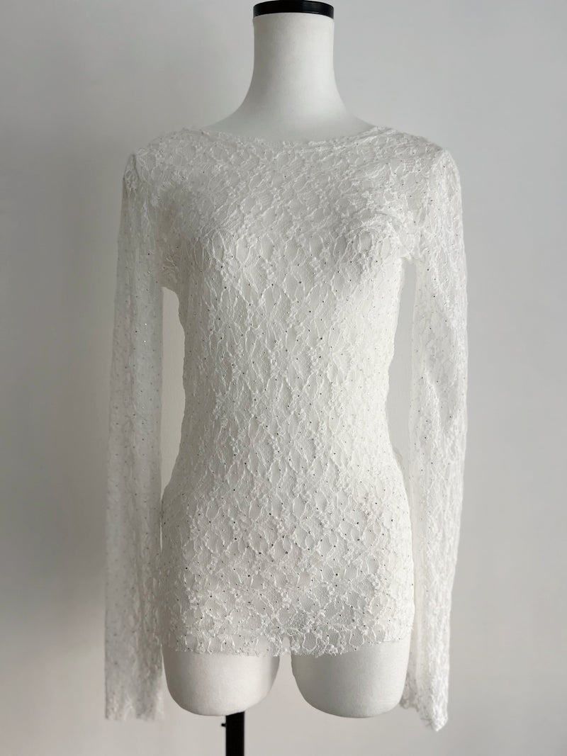 【阪急うめだ本店 POP UP】BACK OPEN LACE TOPS (WHITE)