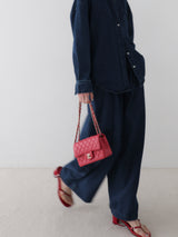 denim tuck wide pants