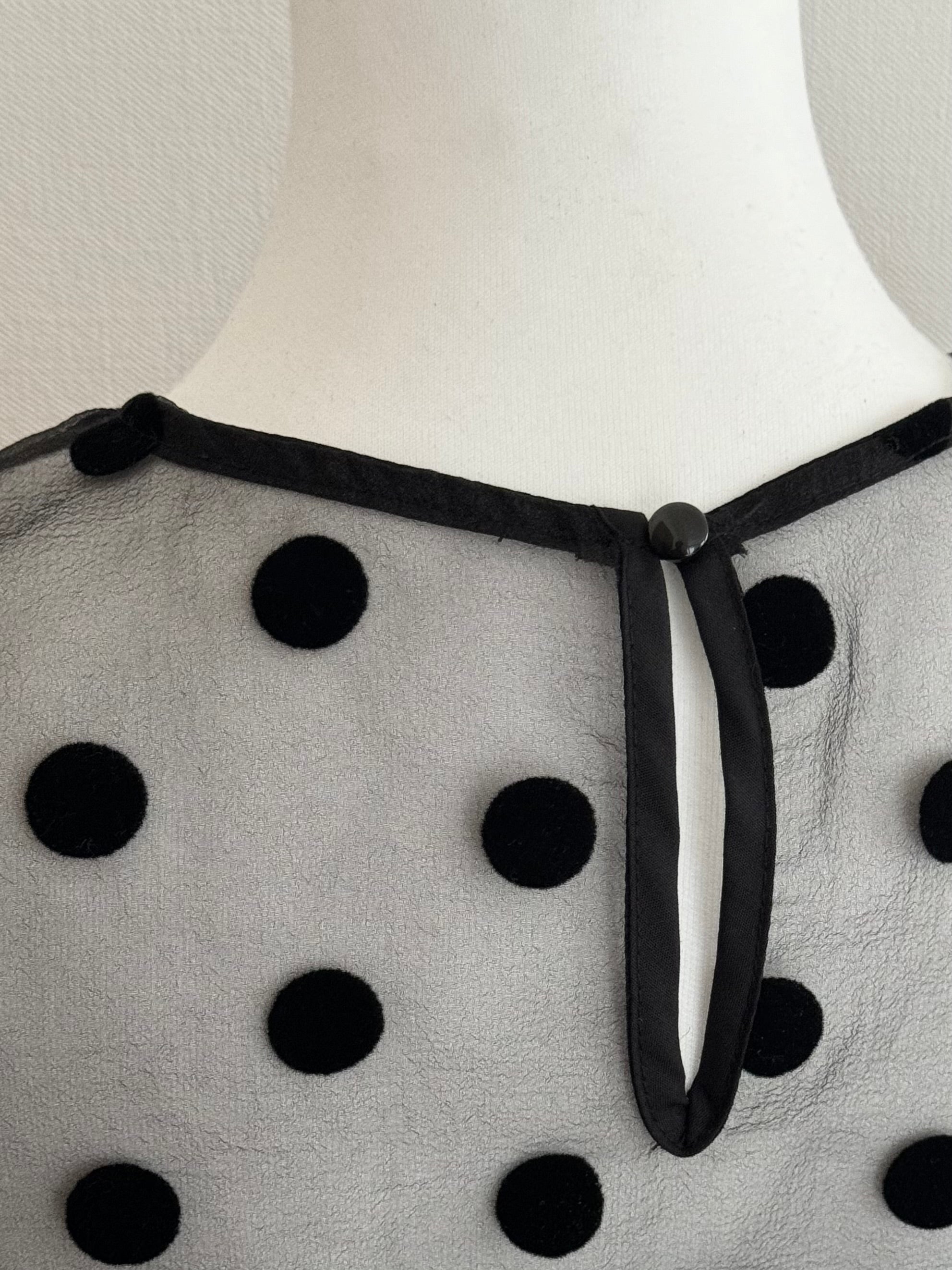 sheer puff shoulder dot blouse – AMOMMA