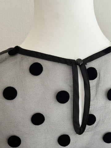SHEER PUFF SHOULDER DOT BLOUSE – AMOMMA