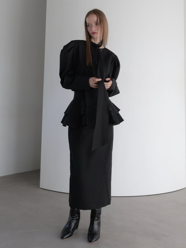 puff shoulder ribbon blouse