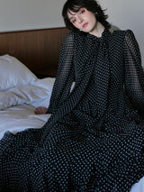 ADELE DOT CIFFON TIE DRESS