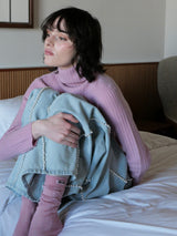 WOOL LAME RIB TURTLE KNIT