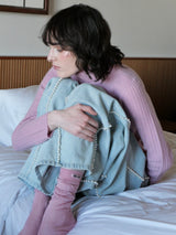 WOOL LAME RIB TURTLE KNIT