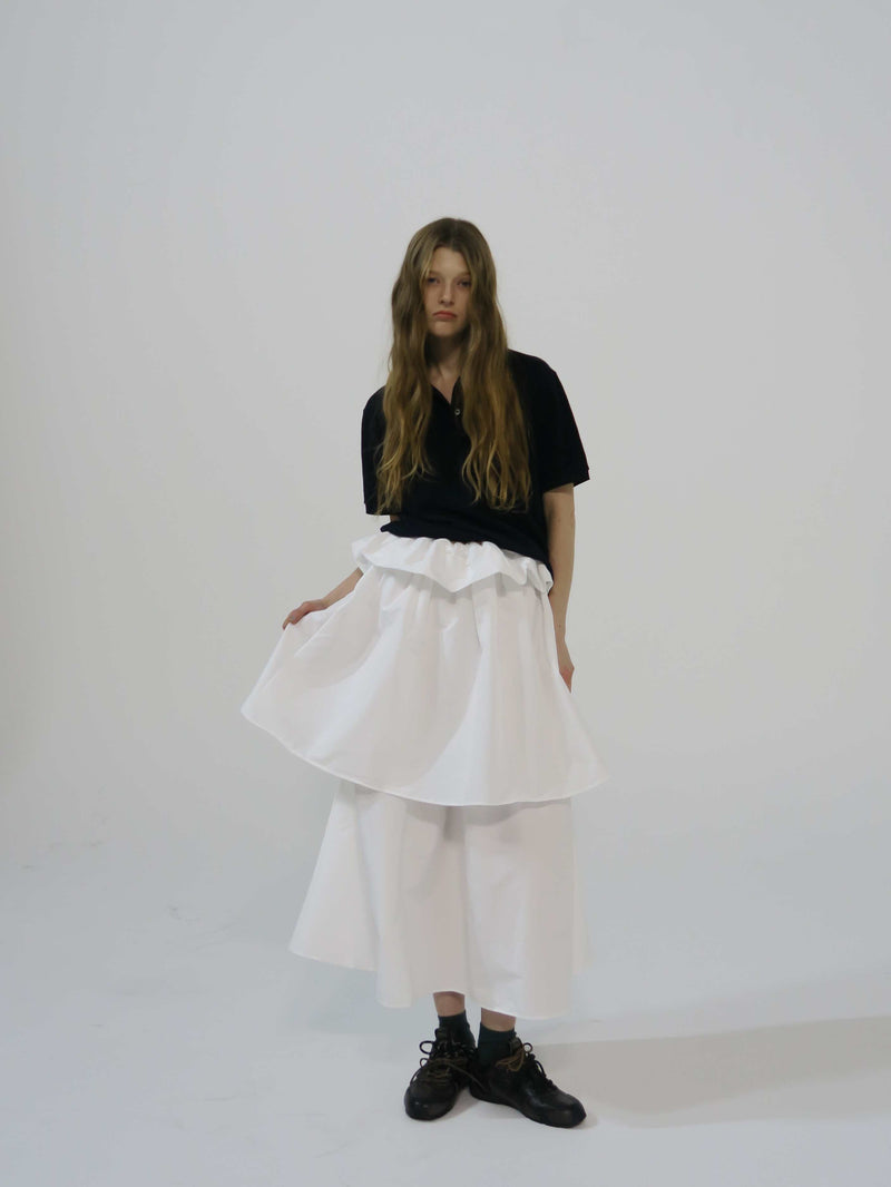 VOLUME UP FLARE SKIRT(WHITE)