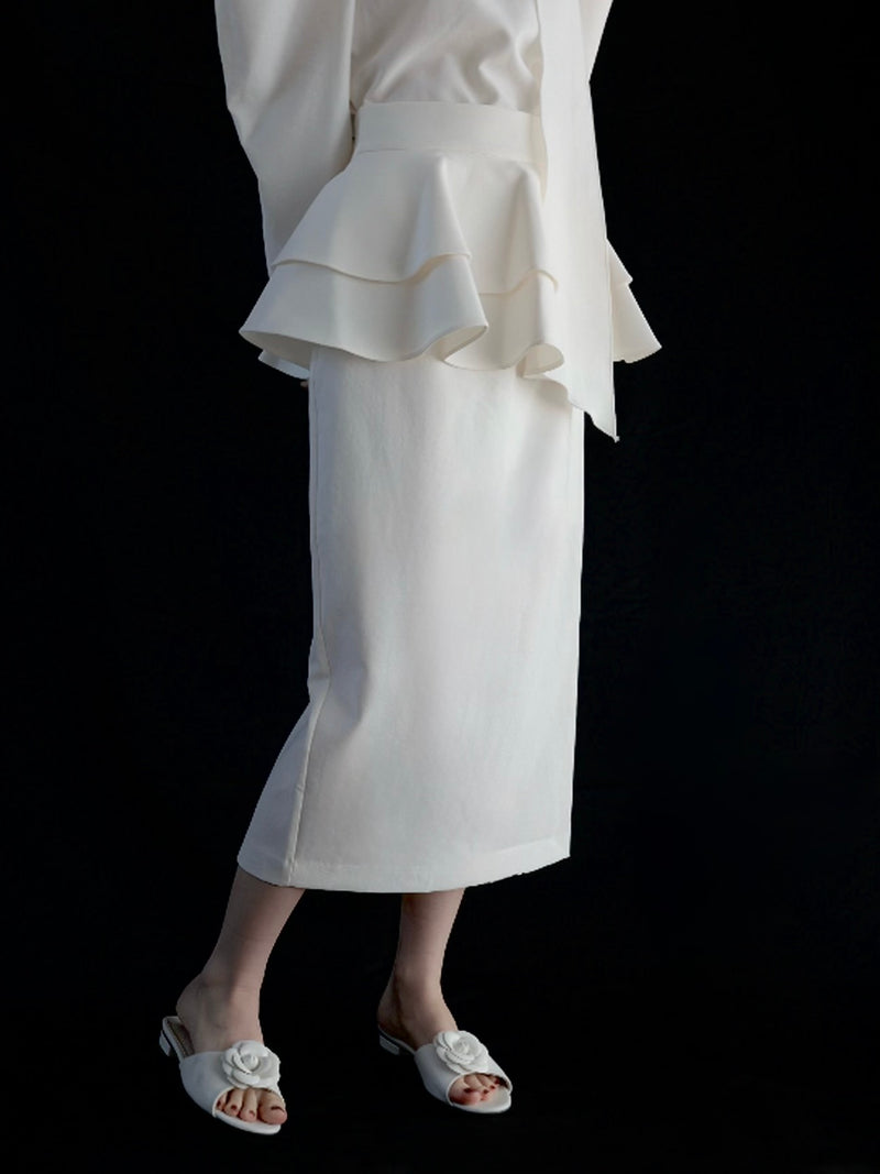 frill pencil skirt