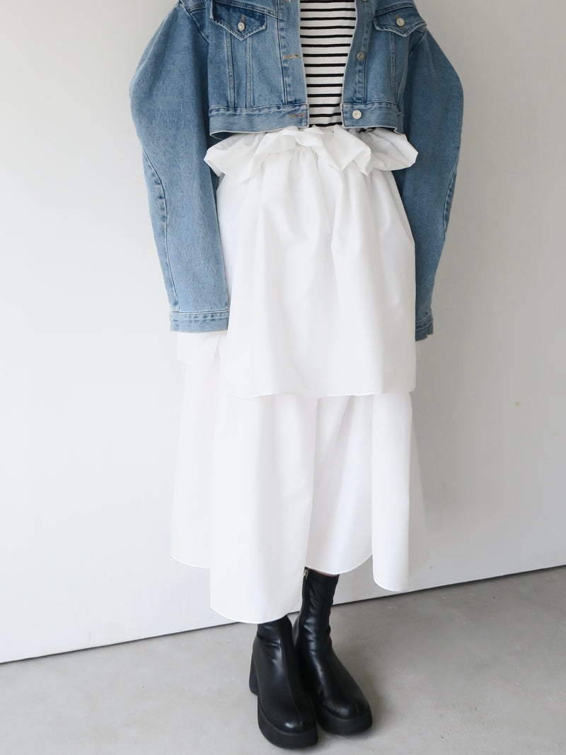 サンプルセール/VOLUME UP FLARE SKIRT(WHITE)