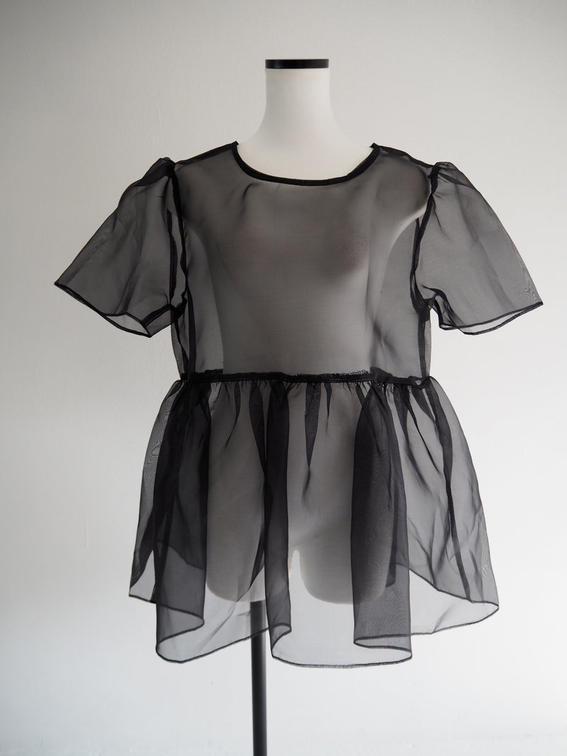 サンプルセール /  SHEER PUFF SLEEVE BLOUSE(BLACK)