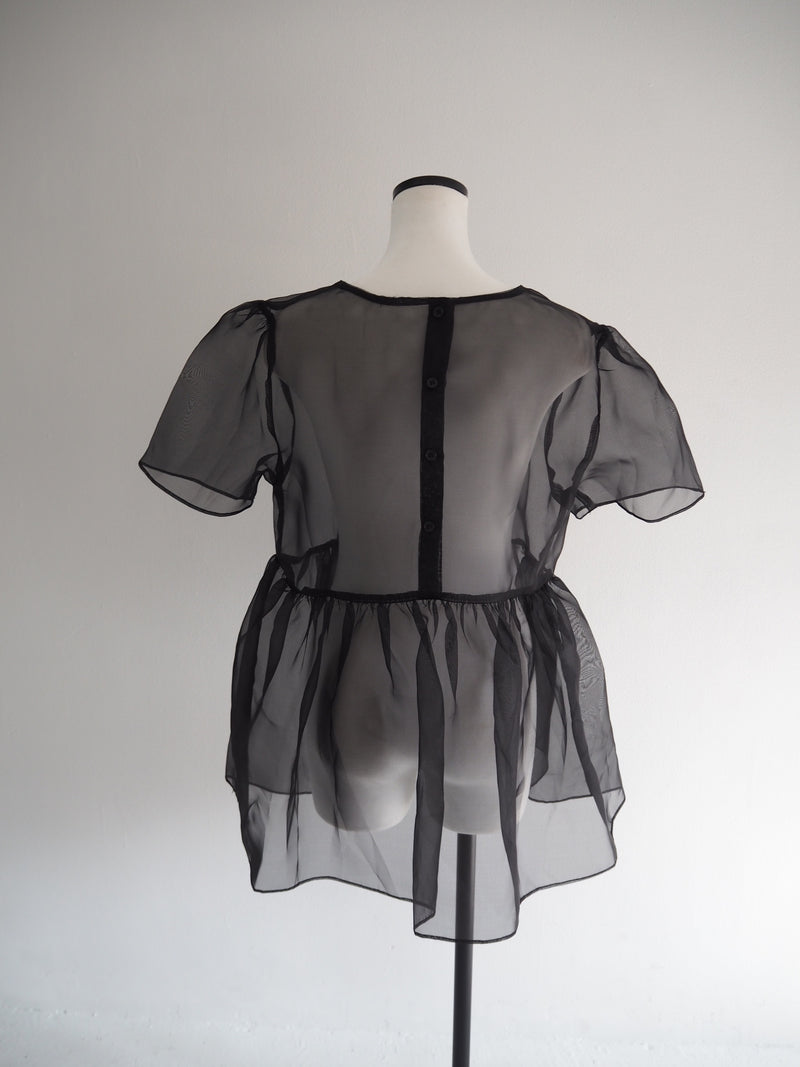 サンプルセール /  SHEER PUFF SLEEVE BLOUSE(BLACK)