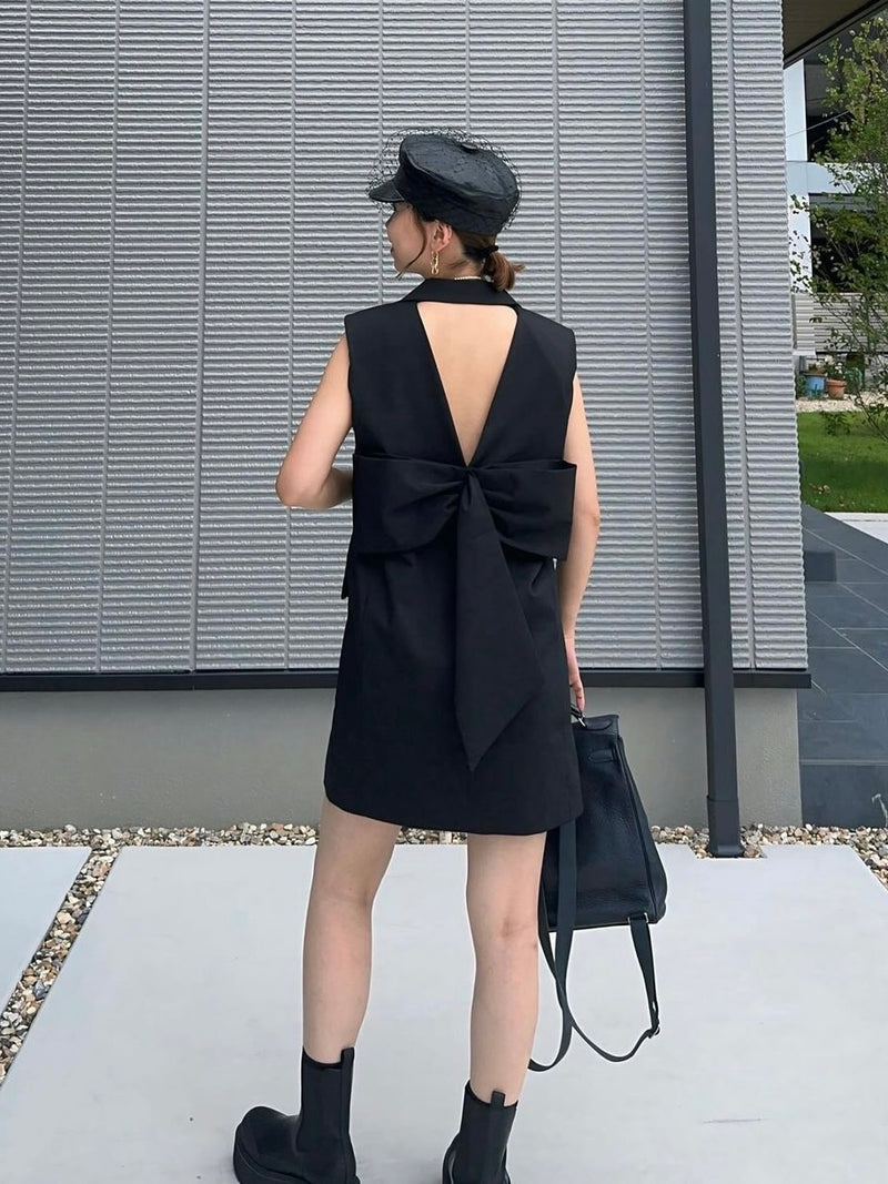 【阪急うめだ本店 POP UP】BACK RIBBON GILET (BLACK)